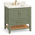 Mobile bagno con lavabo, lavabo, due ante e ripiano inferiore, verde/marrone/bianco