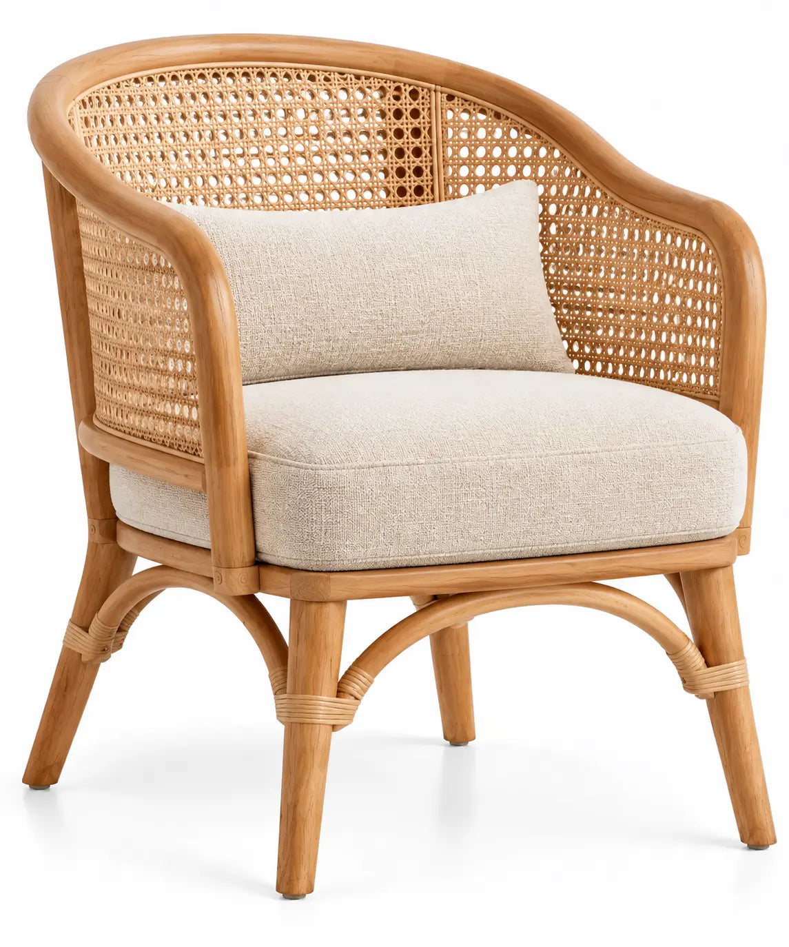 Sedia, schienale intrecciato e seduta imbottita, marrone/beige